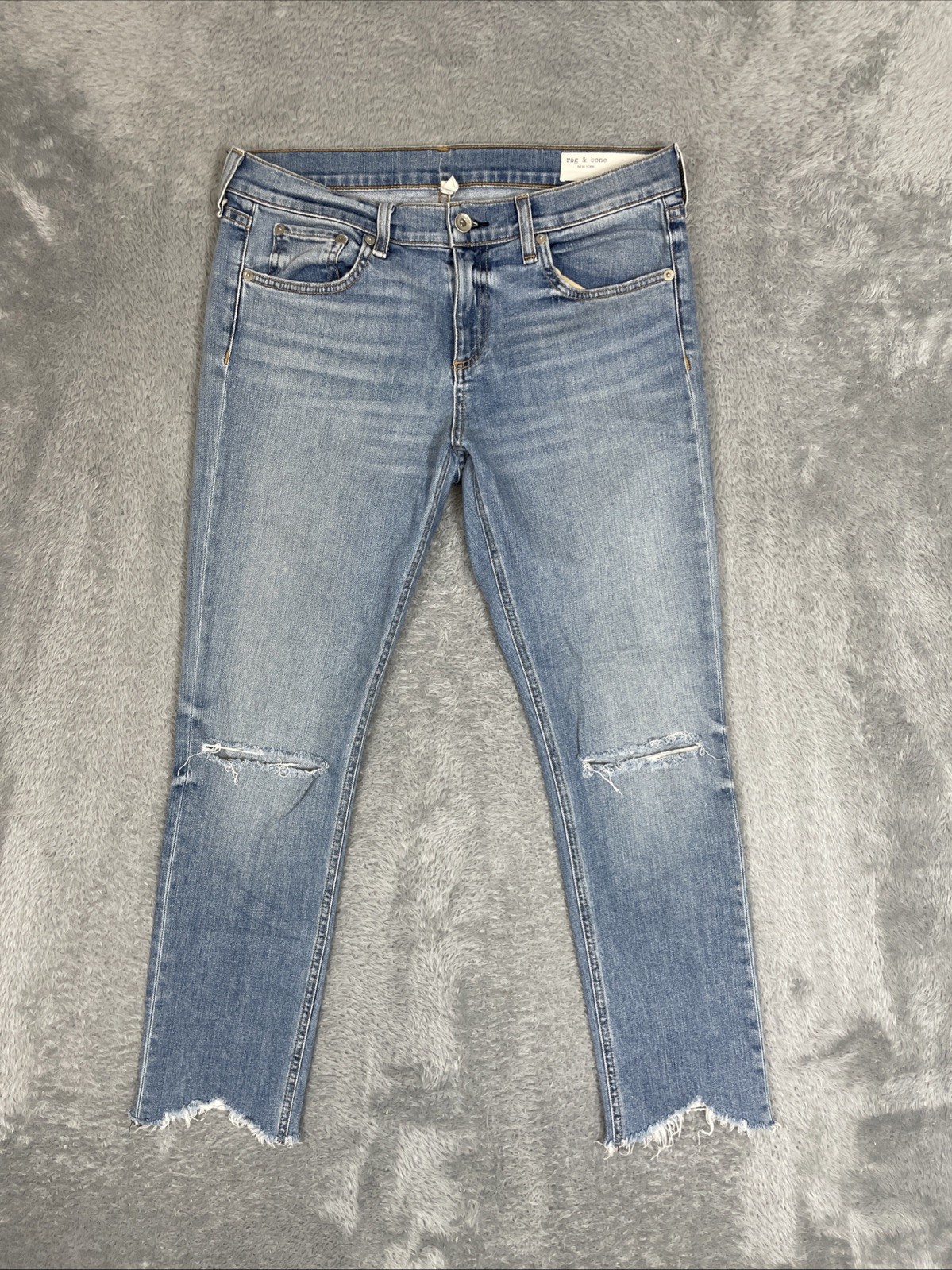 Rag & Bone Jeans Womens 28 Blue Dre Capri Raw Hem Flex Pants Casual Distressed
