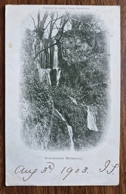 1903 Starleyburn Wasserfall, Burntisland Postkarte zur Whim Farm, Lamancha