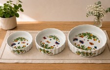 Vintage Strawberry Butterfly Flan 3 Dishes Ceramic Oven to Tableware Baking Ware