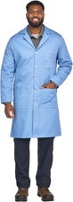 Bulwark Flame Resistant 7oz Cotton Lapel Collar Lab Coat Medium, Light Blue