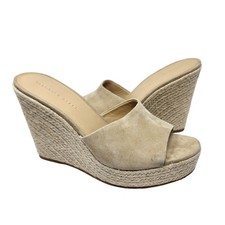 Veronica Beard Dali Wedge Suede Jute Beige Espadrilles Womens 11m