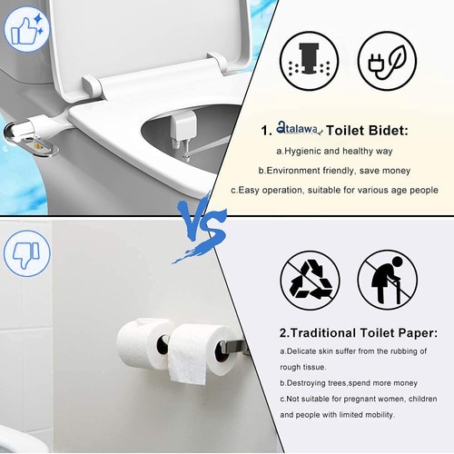 Bidet Toilet Seat Attachment Ultra Slim Bidet With Self Cleaning Dual Nozzle ... - Picture 4 of 7