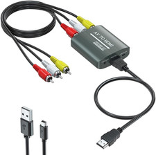 RCA to HDMI Converter,Av to HDMI for Xbox,Ps One,Ps2,Ps3,N64,Wii,Vcr,Vhs,Stb,Blu