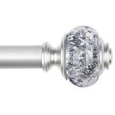 New, 7/8" Adjustable Curtain Rod with Translucent Finial, 84 - 120", Silver