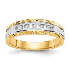 14k Yellow Gold 1/20 Ct Round Diamond Mens Wedding Band Ring Size 10