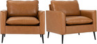 Modern Leather Chair Set of 2, Oversized Armchair for Living Room, Mid-Century A