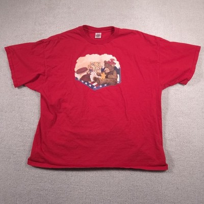 Vintage Delta Pro Weight Shirt Mens 3XL Red God Bless USA Teddy Bear Graphic