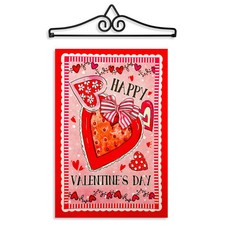 G128 Hanger 14IN Garden Flag Happy Valentine's Day Heart Cookie Double Sided