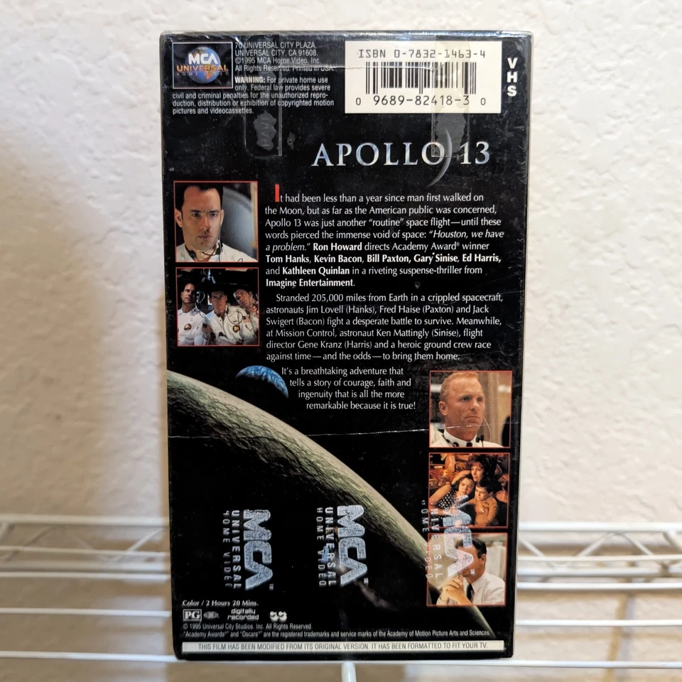 Apollo 13 VHS SEALED Watermarks MCA Tom Hanks Kevin Bacon Ed Harris VTG - Image 2 of 4