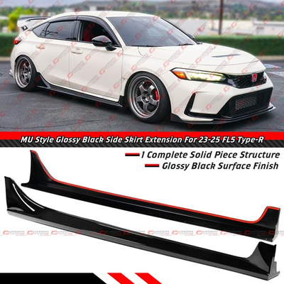 #ad For 2023 2026 Honda Civic Type R FL5 MU Style Gloss Black Side Skirt Extension $185.99