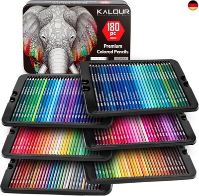 KALOUR 180 Buntstift-Set für Erwachsene, Künstler - kräftige Pigment-Weichmine -