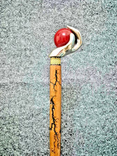 Vintage Wooden Walking Stick Vintage Cane Antique Style Solid Brass Globe Handle