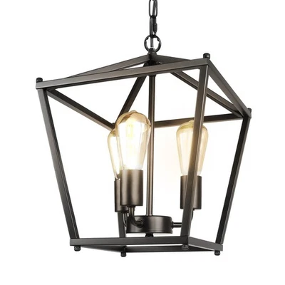 Unicozin Black Lantern Pendant Light, 3 Lights Farmhouse Chandelier Fixture w...