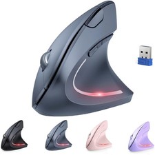 2.4G Wireless Vertical Ergonomic Mouse 4800 DPI Quiet 6 Buttons Right Hand Grey