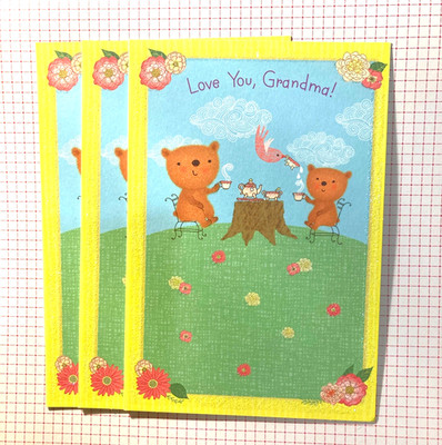 Cute Teddy Bear Tea Party Mother s Day to Grandma Greeting Card with Envelope 