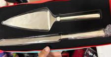 KATE SPADE NY Mr et Mme Ensemble couteau à gâteau et serveur Darling Point en argent neuf dans sa boîte
