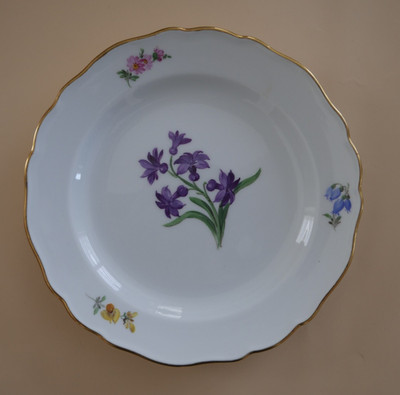Meissen Porzellan Kuchenteller Blumen Goldrand Ø17,5cm I. Wahl Pfeifferzeit