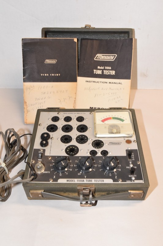 Mercury Model 1100A Vintage Tube Tester With Tube Chart and 2 MANUALS