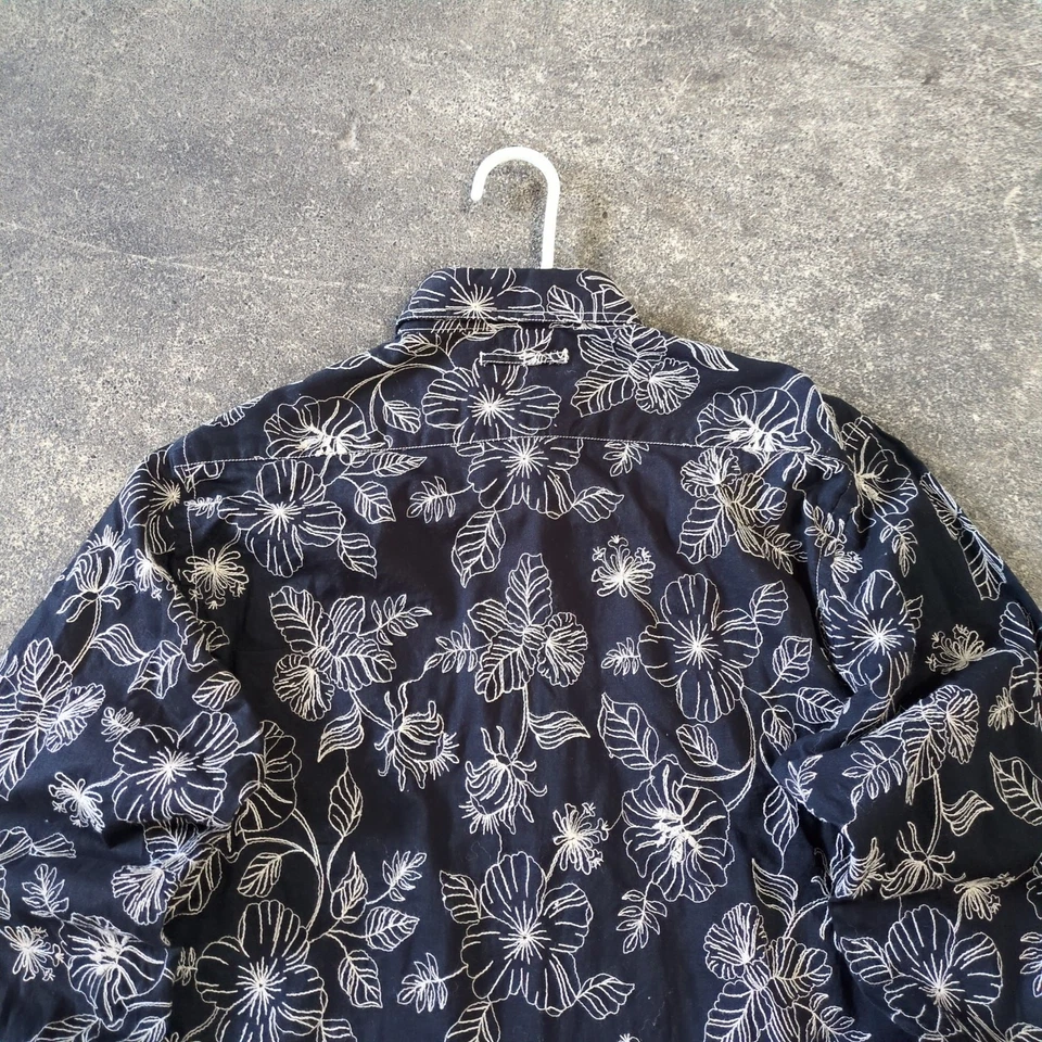 Camisa a Presión Georg Roth Perla Para Hombre L Negra Bordada Floral Occidental Retro Foto 4 de 4