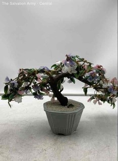 Multicolor Glass Petals And Leaves Bonsai Decorative Collectible Tree
