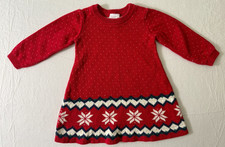 HANNA ANDERSSON Baby Sweater Dress 12 18 Months Red Nordic Fair Isle