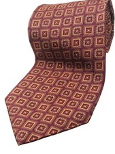 BROOKS BROTHERS made in USA 100 Silk Tie Men's Burgundy Red Orange Gold NEW