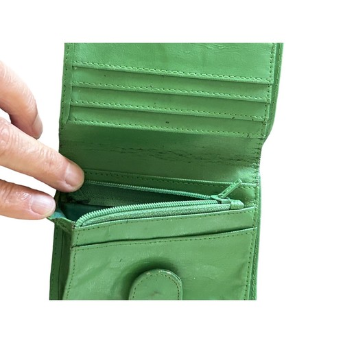 Robinsons Genuine Leather Green Wallet Bi-fold w/zipper coin purse & card slots - Picture 6 of 6