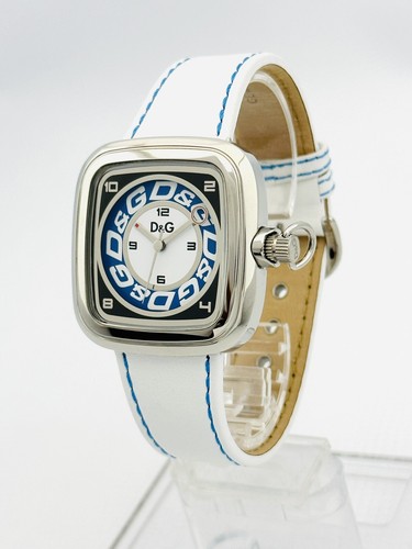 D&G CHEROKEE WHITE & BLUE STITCHING LEATHER UNISEX WATCH DW0182 - Picture 12 of 20