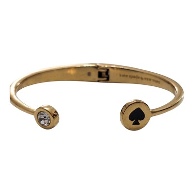 Kate Spade Bracelet Spot The Spade Hinge Cuff Black Logo Gold