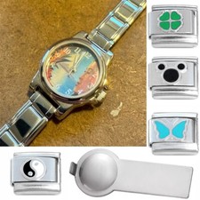 Island Scene Italian Charm Watch with Bracelet Tool Stainless Steel Links