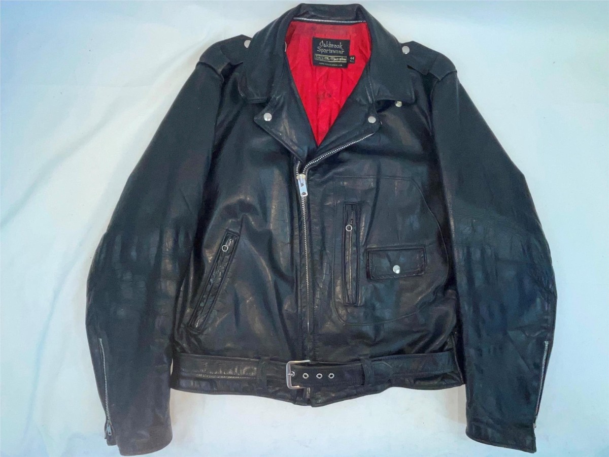VTG 60S 70S MENS 44 SEARS OAKBROOK BLACK LEATHER MOTORCYCLE