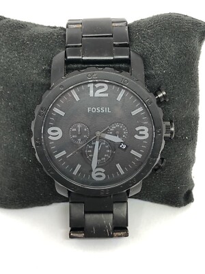Fossil JR1354 Men's Stainless Steel Analog Black Dial Quartz Genuine Watch DV28