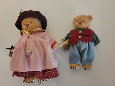 Anko Porcelain Jointed Bear 1987 And O'bear Family Jointed Porcelain Teddy Bear 