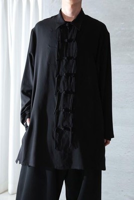 Yohji Yamamoto Pool Homme 22SS Shaka Button Cellulose China Blouse 