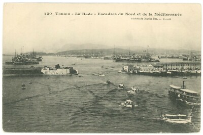Toulon France La Rade Harbor Naval Squadrons Divided Back Postcard c1910 Unused
