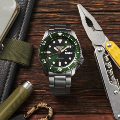 Seiko 5 Sports SRPD63 Automatic 10 ATM Green Dial with Rose Gold