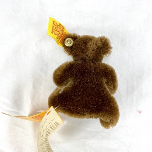 Steiff Collectible Mini Teddy Baby Bear Brown 4" Miniature Mohair With Tags - Picture 8 of 13