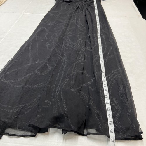 Tadashi Collection Dress12 Black Silk Chiffon Silver Accents Gown Flowy Witchy - Picture 8 of 10