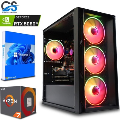 RTX Gaming PC AMD Ryzen 7 5800X / 64GB DDR4 / 8GB RTX 5060 Ti / 1TB M.2 Wins 11