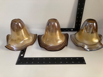 Set of (3) Todd Phillips Iridescent Hand Blown Glass Lamp Shade Signed