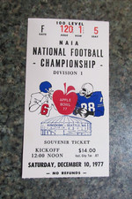 1977 NAIA DIVISION 1 NATIONAL CHAMPIONSHIP GAME TICKET STUB-SEATTLE- KINGDOME