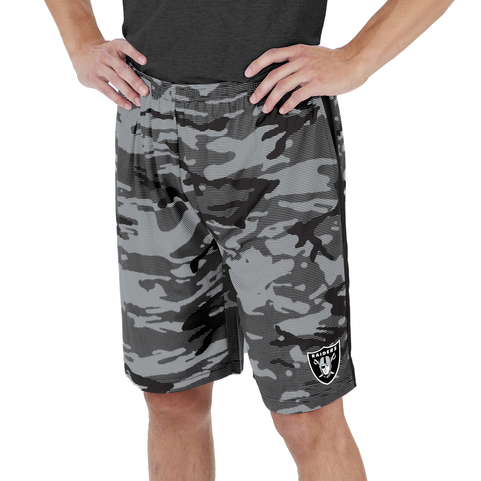 Легкие камуфляжные шорты Zubaz Mens NFL Las Vegas Raiders Lines с логотипом