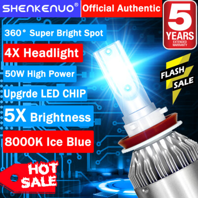 For Chevrolet Impala 2006-2013 4X H11 8000K LED Headlight Hi/Lo Beam Combo Bulbs