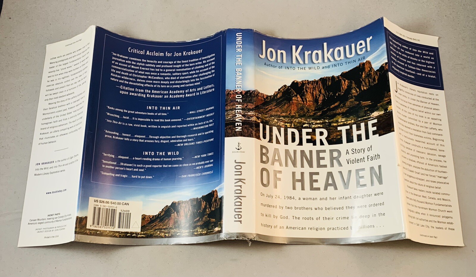 Under The Banner Of Heaven-Jon Krakauer-SIGNED!-TRUE First/1st Edition