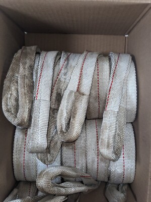 (Lot of 10) Nylon Lifting Sling / Eye to Eye Sling 2'' x 5' 2-Ply White Ends