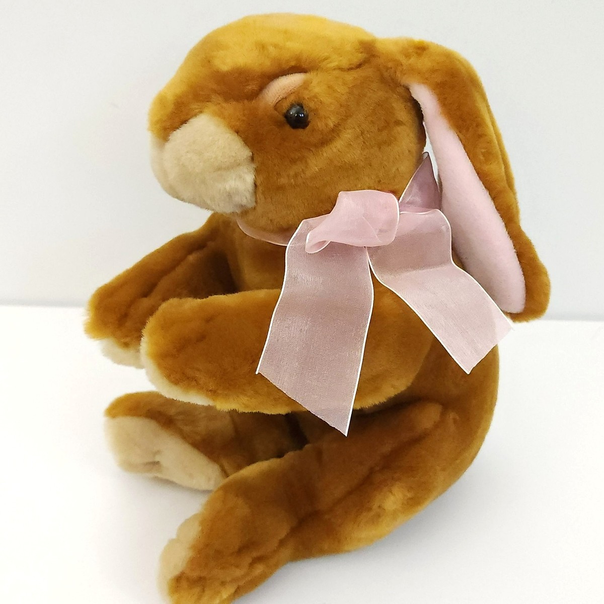 Commonwealth 2007 Caramel Bunny Rabbit Plush Angry Eyebrows Pink