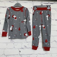 Rare Munki Munki Peanuts Toddler 2T Snoopy L/S Pants Holiday XMAS Pajama Set New