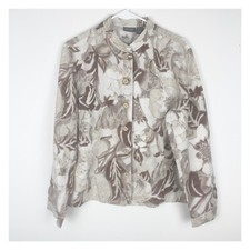 ADDITIONS BY CHICO'S - 100 LINEN FLORAL PRINT LONG SLEEVE JACKET - Large