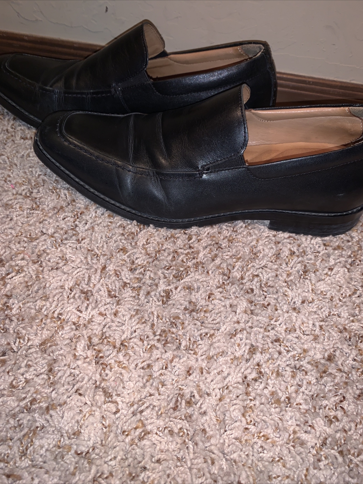 SAOLA Mocassini slip on Johnston & Murphy da uomo 8 5 neri in pelle di pecora 20 4455 ottime condizioni (MC