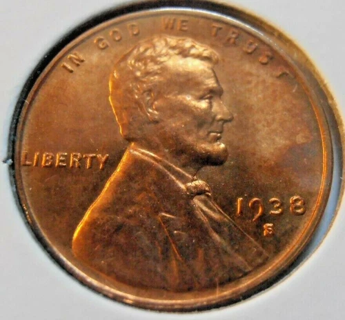 1938 S Lincoln Cent, BU, Low Mintage, ONE coin from a nice roll